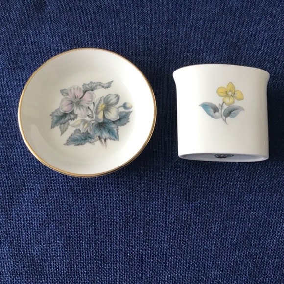 Vintage Royal Worcester Woodland Toothpick Tea bag Coaster Trinket Dish Set NIB - Picture 4 of 7